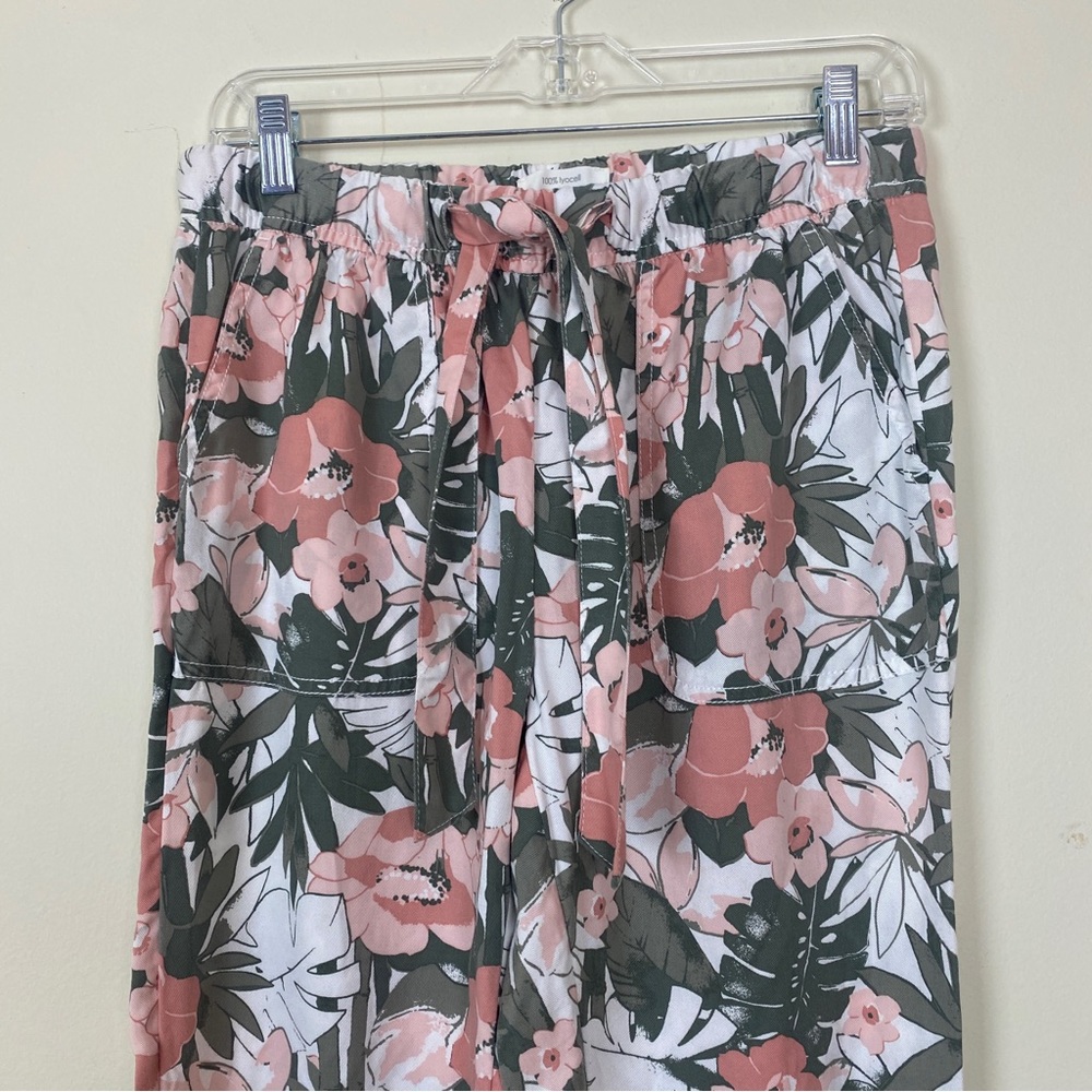 C&C California Floral Drawstring Pants Cuffed Leg Pockets Boho S - Picture 2 of 10